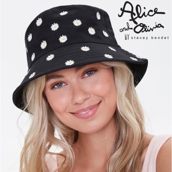 Alice + Olivia Unisex OS Daisy‎ Reversible Bucket Hat Beach Black White Travel - Picture 1 of 7